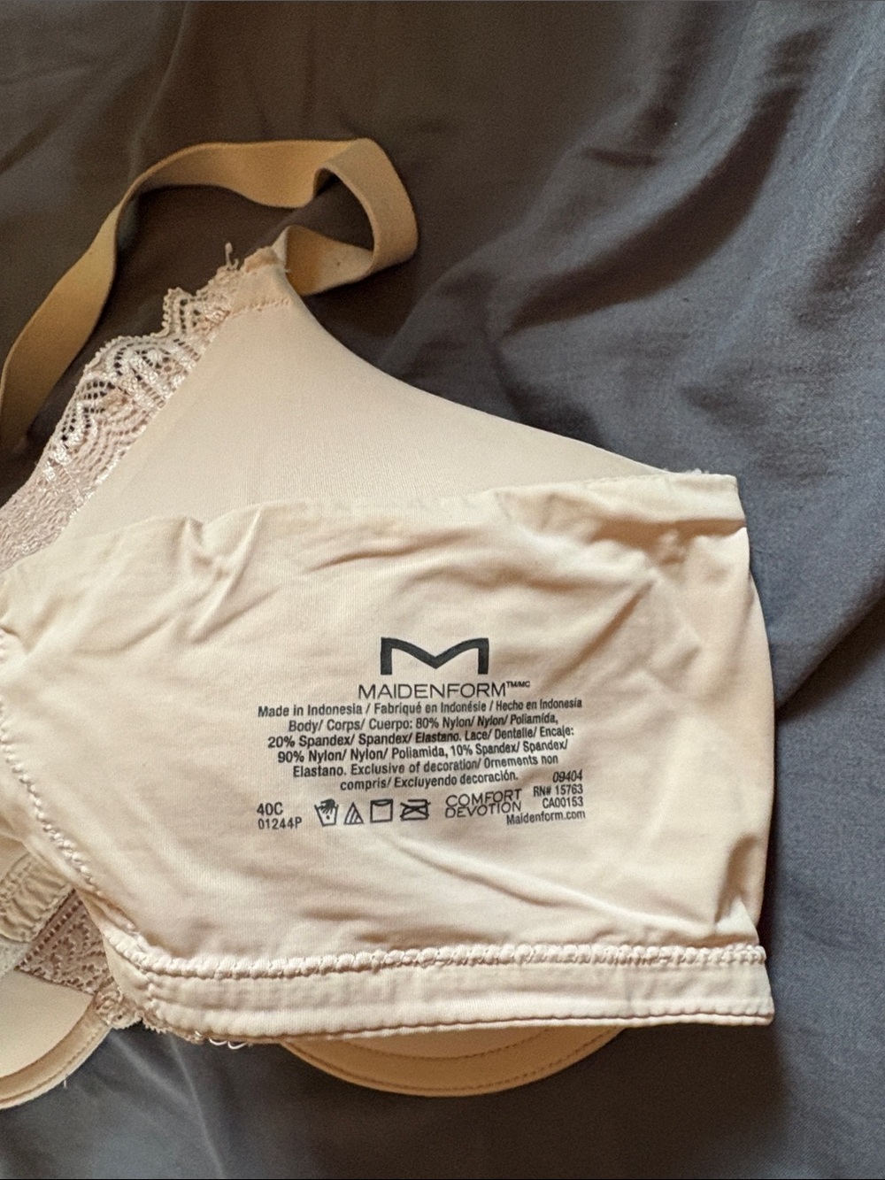 Maidenform Cream Underwire Lace-Trim Comfort Bra 40C